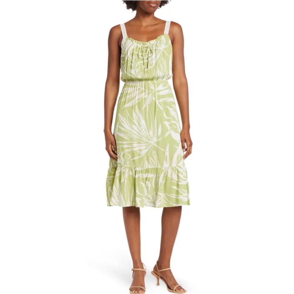 Collective Concepts‎ Womens Cami Midi Dress Lined Sleeveless Size Medium Green